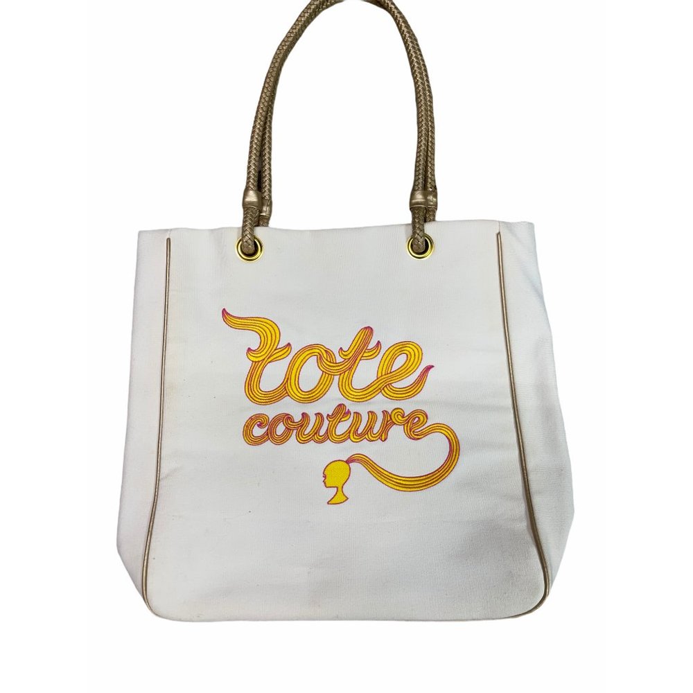 RARE BARBIE Tookata People 1990s Cream Yellow Embroidered Couture Satchel Bag